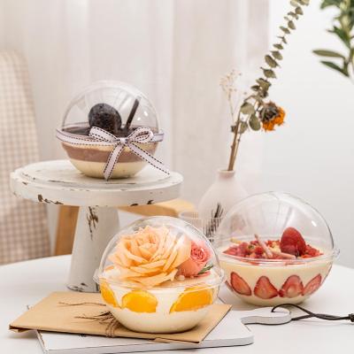 China Creative Transparent Round Cake Box Shaped Mini Cute Dessert Mousse Ball Recyclable Plastic Packaging for sale