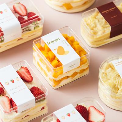 China Recyclable custom square transparent tiramisu food clear cupcake PS packaging plastic boxes with lid for sale