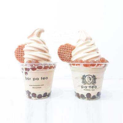 China Single wall factory price printed logo recyclable cold disposable clear plastic drink ice cream cup with lid for milkshake for sale