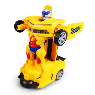 China Toy Children Electric Universal Children Car Transformation Light Included Music Deformation Automatic Robot Toy Car for sale