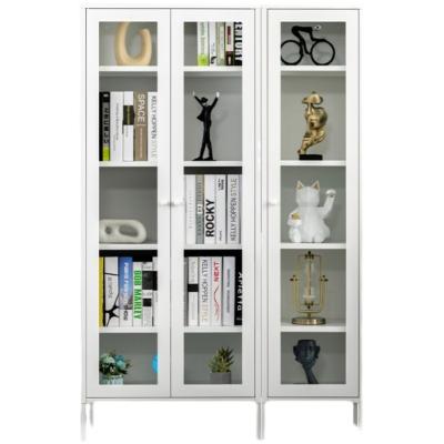 China (Other)Adjustable Metal Bookcase With Sliding Glass Doors Book Shelves Cabinet for sale