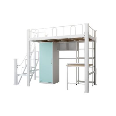 China Modern Heavy Duty Loft Metal Bunk Bed Frame And Dorm Bed Design Steel Bunk Bed With Desk And Locker for sale