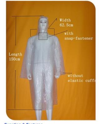 China Unisex Disposable Plastic Gowns , Comfortable Disposable Plastic Raincoat for sale