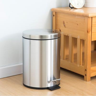 China Hot Selling Stocked Stainless Steel Dust Bin PP Bucket Foot Pedal Home Trash Can for sale