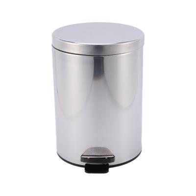 China Sustainable Round Household Kitchen Trash Can Foot Operated Stainless Steel Trash Can With Lid for sale