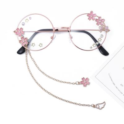 China Japanese cute round arc frame ALLOY Wing Pendant Lilota Sakura glass sister cosplay glasses for sale