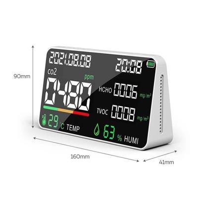 China Real-time Detection of CO2 Concentration High End 5 in 1 Meter Horeca CO2 and Indoor CO2 Flow Meter Hygrometer Detector De Co2 Sound Alarm Indoor Monitor for sale