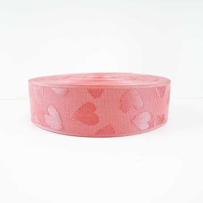 China Customized Heart Pattern Eco-friendly Nylon Jacquard Webbing Band For Bag Shoulder Strap for sale