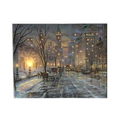 China Beautiful and Peaceful Canvas Art Modern European Realistic Snow Landscape Art Lit Canvas Art for sale