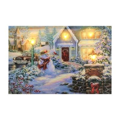 China Wholesale Wall Deco Christmas Wall Led Picture For Home Decoration Holiday Lit Canvas for sale