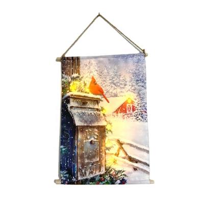 China Canvas Art Home Decorative Hanging Canvas/Beech Wood Rod Wall Canvas For Home Decor Hanging LED Tapestry for sale