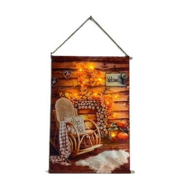 China Realistic LED Hanging Glitter Roll Canvas Living Room Decor Painting for sale