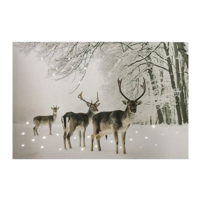 China MDF/CANVAS Illuminated Canvas Art Winter LED Canvas Art Print LED Wall Decor Animal Art for sale