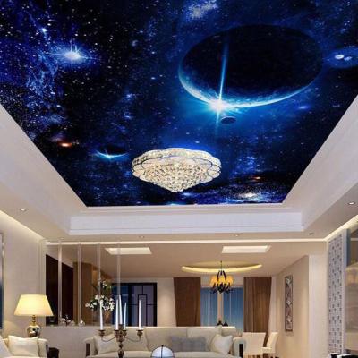 China Artistic Ceilings Home Tiles Decorative Blue Space Star PVC Ceiling Design for sale