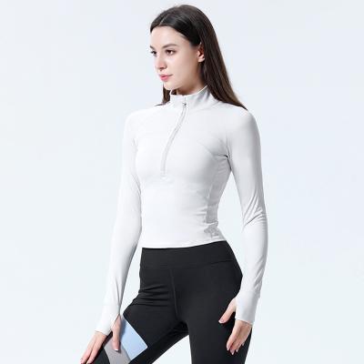 China Sustainable Fitness Clothing Women Summer Sports Jacket Yoga Wear Breathable Quick Dry Running Gym Shirt for sale