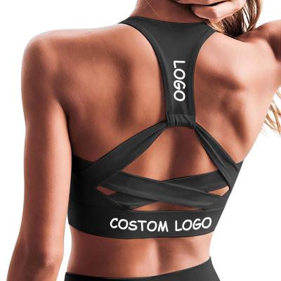 China Wholesale Custom Breathable Logo Women Running Gym Yoga Bra Tops Ladies Workout Fitness Sports Lift Up Sports Bra for sale