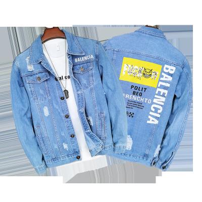 China 2021 viable custom blue wash jackets wholesale men 100%cotton denim for sale