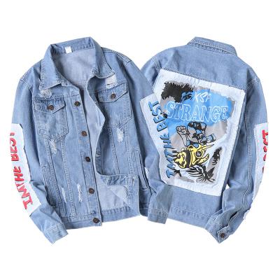 China Sustainable Fashion Print Custom Jeans Jacket Designed Mens Denim Jacket for sale