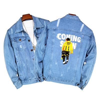 China 2021 New Arrival Fashionable Denim Jacket Wholesale Washed Custom Blue Men Denim Lattice Jackets for sale