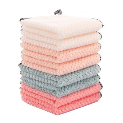 China New Design Sustainable Bag Edge Can Be Hung Cleaning Cloth Kitchen Towel Washing Microfiber Rags for sale