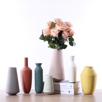 China Contemporary 2023 Wedding Cylinder Table Vase flower pot High quality ceramic Material Round model nordic style factory whosale for sale