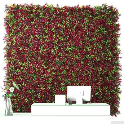 China Outdoor indoor decoration Simulation plant wall decoration fake grass background wall encryption Milan Eucalyptus plastic lawn mall greening landscape for sale