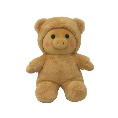 China Kids Gift Customized super soft cartoon cuddle toy cute and soft stuffed animal pillow brown pig plush toy for sale