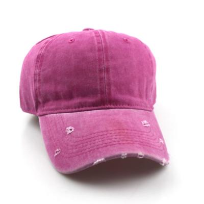 China Wholesale custom plain women's COMMON outdoor raw cotton distressed hat baseball plain washed baseball cap for sale