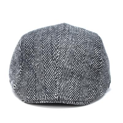 China Cap Female Casual Male British Front Hat Peaked New Fashion Striped Korean Woolen Beret for sale