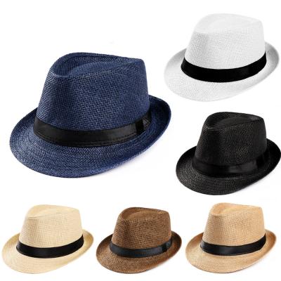 China Wholesale Striped Unisex Men Women Fashion Fedora Hats Summer Custom Logo Fedora Hats for sale