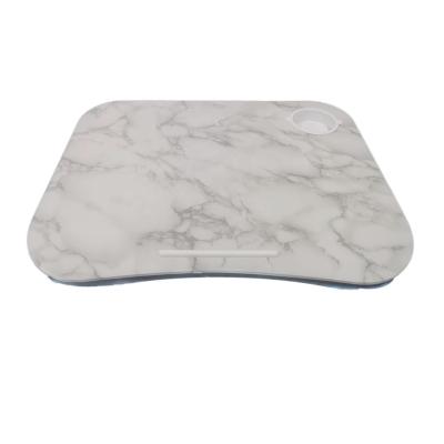 China Hot Selling Convertible Marble Overlay Desk With Stopper And Cup Holder Bamboo Overlay Tray With Cushion Bag for sale