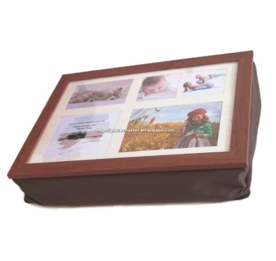 China Foldable Walnut Frame Overlay Desk Lap Tray With Photo Frame Dining Tray With Photo Frame for sale