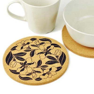 China Sustainable Cork Coaster With Printing Printed Cork Pad for sale