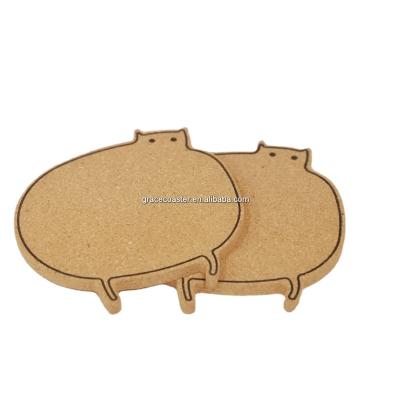 China Viable Hot Selling Anima Shaped Cork Tripod Cork Mat Cork Place Mat Pot Pad for sale