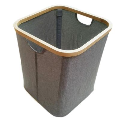 China Traditional Collapsible Square Storage Hamper With Bamboo Frame For Dirty Clothes Hamper Folding Oxford Cloth Laundry Hamper With Lid for sale