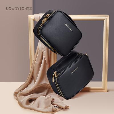 China Large Capacity Rownyeon Nice Eco South Korea PU Custom Beauty Make Up Bag Designer Multi Compartment Set Skin Care Cosmetic Bags for sale