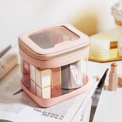 China Rownyeon Wholesale Large Capacity Customize Portable Pink PU PVC Small Travel Make Up Pouch Cosmetic Filter Frame for sale