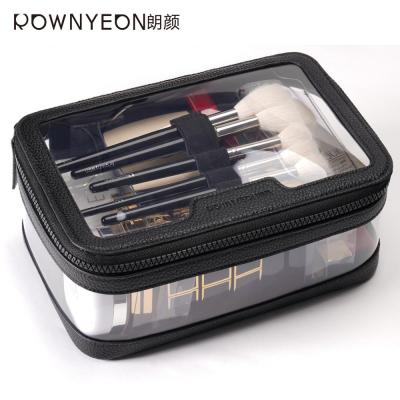 China Rownyeon Wholesale Small Travel Large Capacity Luxury Custom Transparent Waterproof Clear Makeup Case PVC Cosmetic Bag for sale