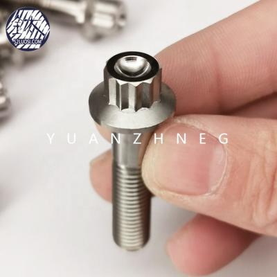 China TITANIUM Gr5 Titanium Alloy Bolts 12 Point Flange Screws M8 M10 Titanium Fasteners for sale