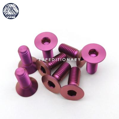 China Gr5 Hex Socket Screw M6 Anodized Titanium Alloy Titanium Fasteners Titanium Red Bolts for sale