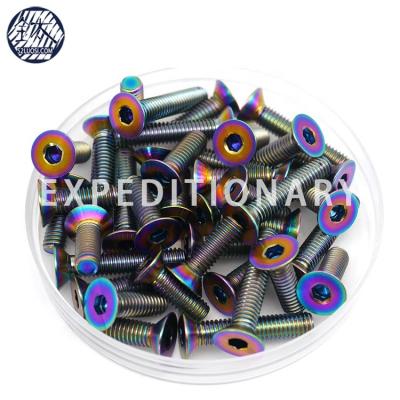 China Gr5 Flat Anodized Color Titanium Alloy Flat Head Screws for sale