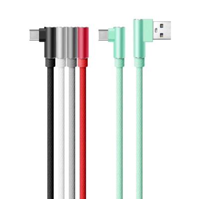 China Fast Charging Speed ​​Type C 90 Degree Micro USB Right Angle Fast Charger Data Cable Cloth Armor Cable Charging Iphone Samsung Android for sale