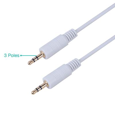 China aux cable 100% Capacity3 Real 3.5mm Jack Stereo Audio Speaker Cable Pole For Speakers For Car Black 1m White for sale