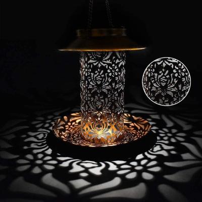 China Mid Century New Modern Hot Item Garden Solar Lights Waterproof Outdoor Garden Ornaments Bird Feeder Metal for sale