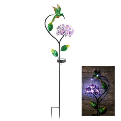 China Innovative Customized Garden New Design Metal Stake Hummingbird Garden Ornament Solar Powered Garden Lights for sale