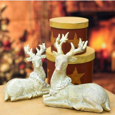 China Christmast Ornament Amazon Hot Sales Resin Craft Elk Figurines For Reindeer Christmas Home Office Decorative Ornament for sale