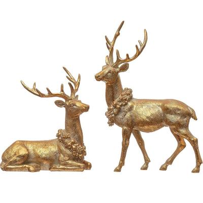 China New Logo Christmas Ornaments Deer Home Statues For Resin Christmas Home Decorative Ornaments for sale