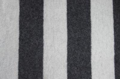 China Wool Material Deep Grey And White Striped Fabric , Shearling Fleece Vintage Wool Fabric for sale