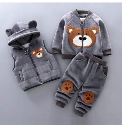 China Vintage Production Three Piece Winter Children's Clothing Boys Shear Suit for sale