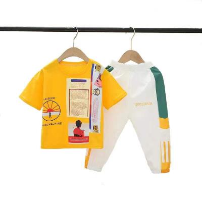 China Vintage Kids Clothes Suit 100% Cotton Children Clothing Sets Short Sleeve Suit For Boys And Girls for sale